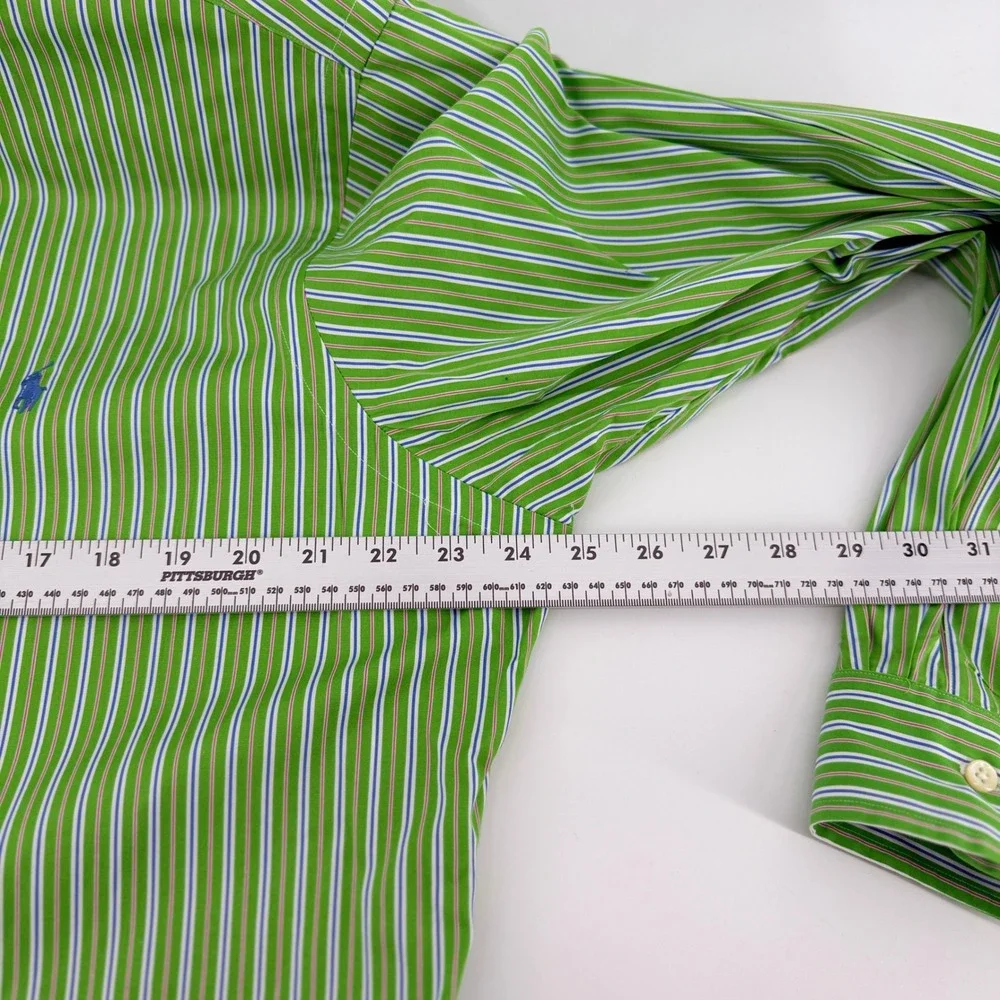 Ralph Lauren Classic Fit Mens Green Multi Stripe Button‎ Down Shirt 16.5 34/35
